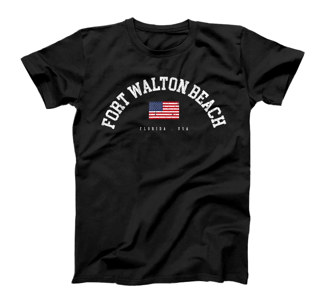 Fort Walton Beach FL Retro American Flag USA City Name T-Shirt, Women T-Shirt