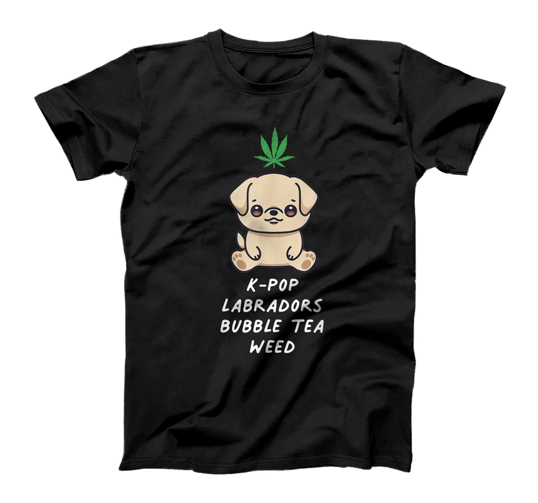 K-Pop Labradors Bubble Tea Weed Kawaii Dog Cannabis Leaf T-Shirt, Women T-Shirt