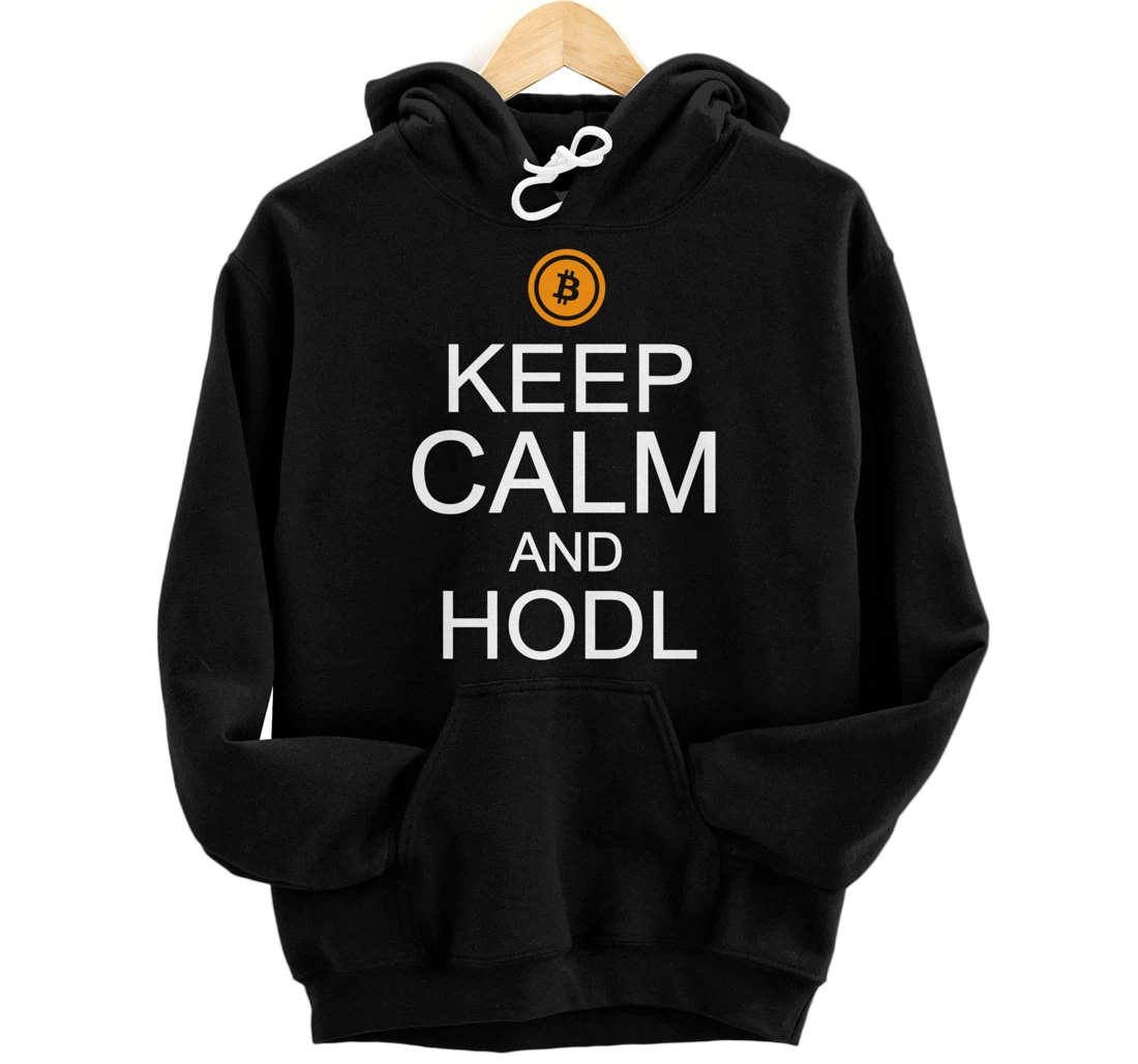 Personalized Bitcoin Keep Calm HODL Funny Cryptocurrency Trader Investor Pullover Hoodie