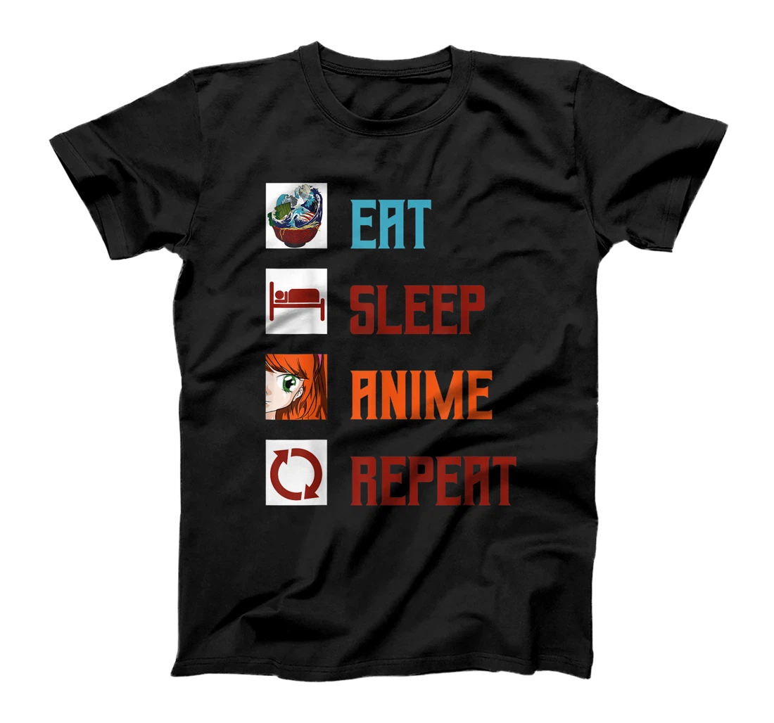 Personalized Eat Sleep Anime Repeat Kawaii Ramen Otaku Manga Japan Anime T-Shirt, Kid T-Shirt and Women T-Shirt