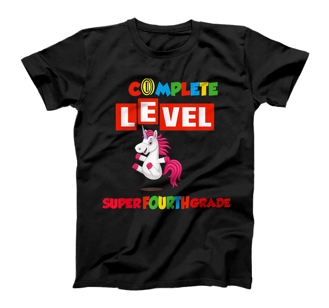 Personalized Super Unicorn Fourth Grade Level Complete Gamer Goodbye 4th T-Shirt, Kid T-Shirt and Women T-Shirt
