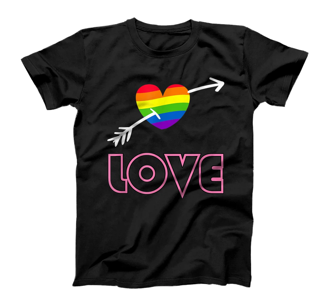 Love Peace Sign with Rainbow Colors LGBT Lesbian Gay Pride T-Shirt, Women T-Shirt