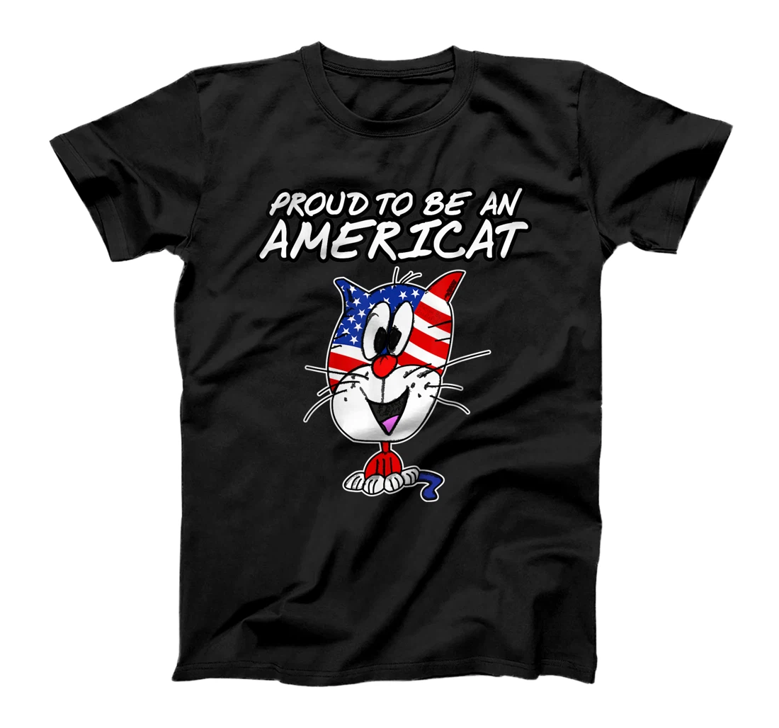 Proud To Be An Americat Cute Cat 4th July Independence Day T-Shirt, Kid T-Shirt and Women T-Shirt