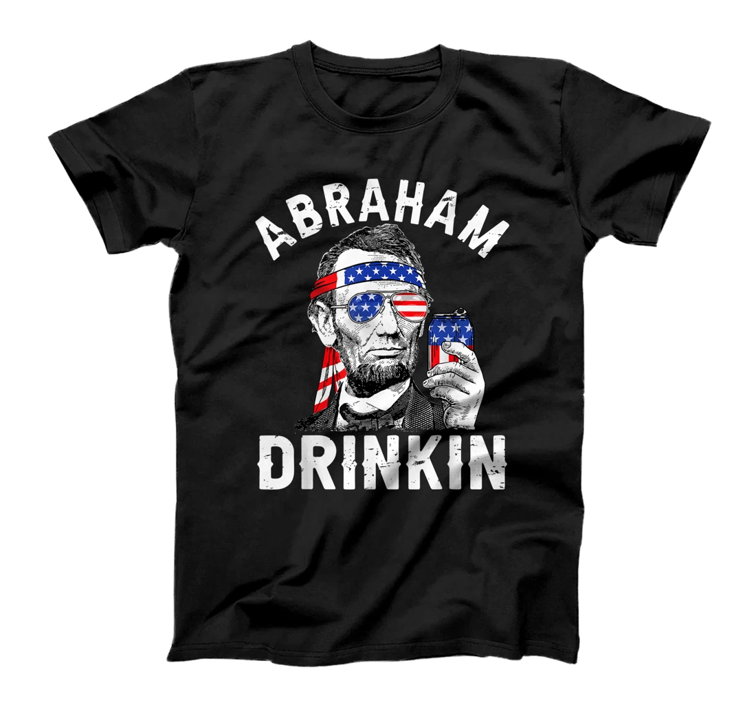 Personalized 4th of July Abraham Drinking Merica Abe Lincoln Beer Lover T-Shirt, Women T-Shirt