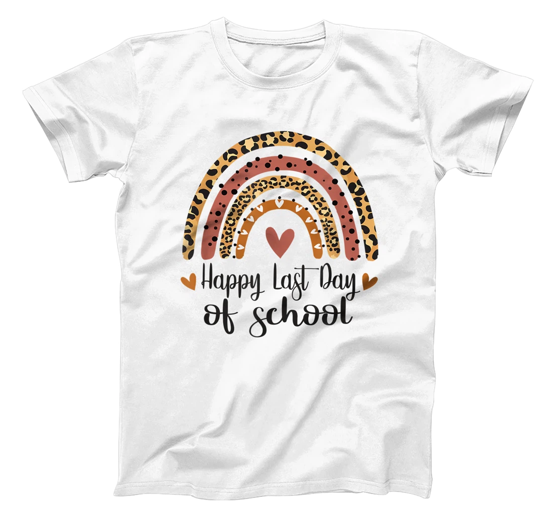 Personalized Leopard Rainbow Kindergarten Teacher Last Day Of School T-Shirt, Kid T-Shirt and Women T-Shirt