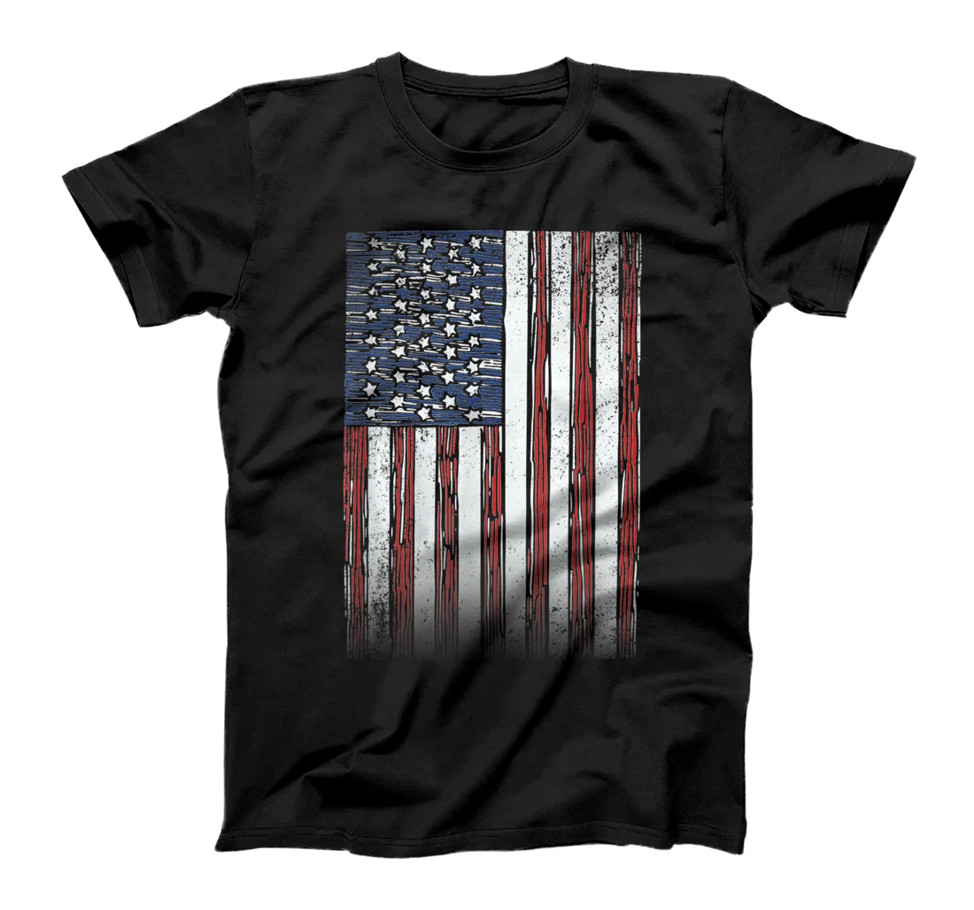 Freedom Independence Day Distressed Flag T-Shirt, Women T-Shirt