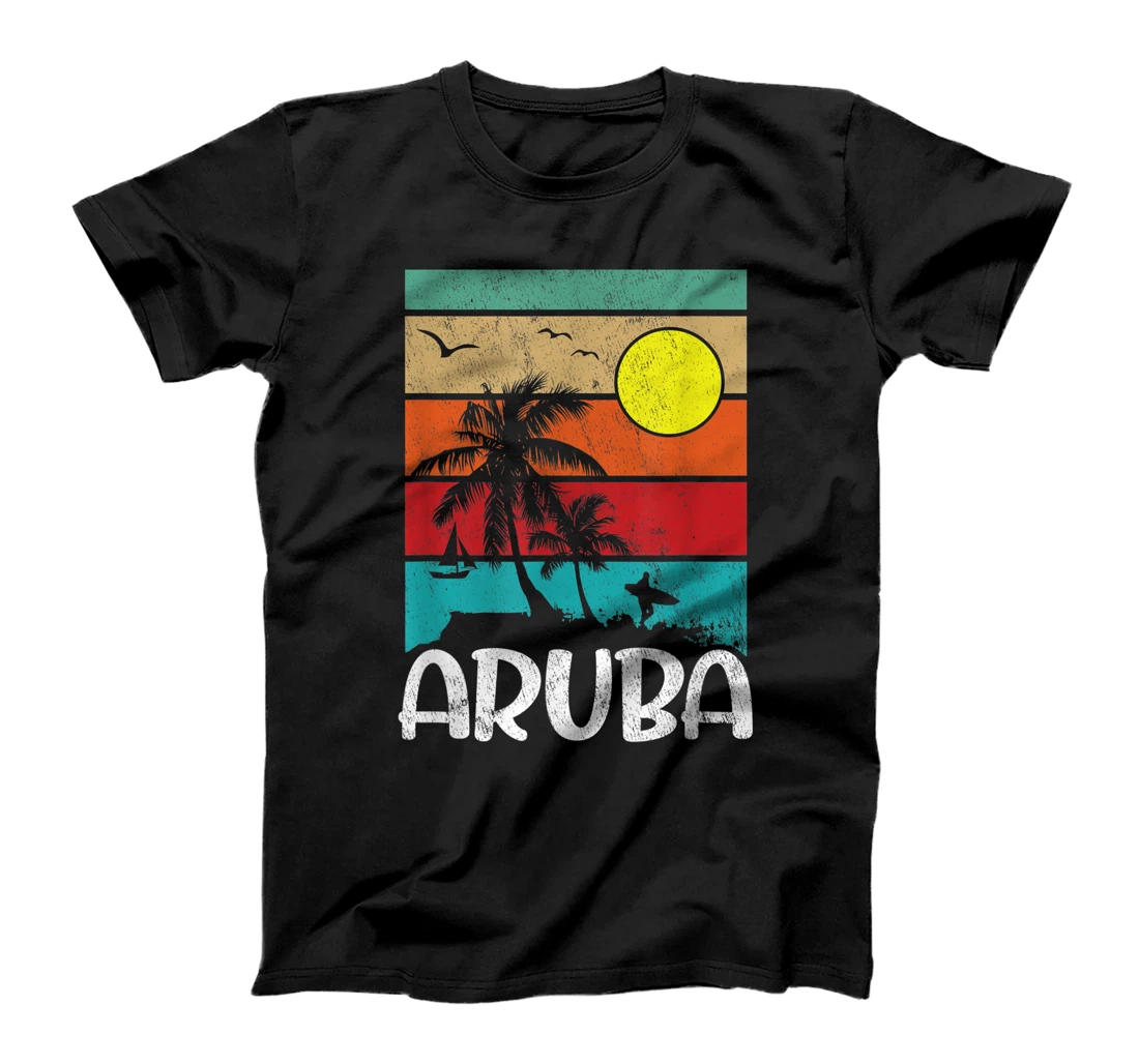 Vintage Relaxing Tropical Aruba Distressed Sandy Sunset T-Shirt, Women T-Shirt