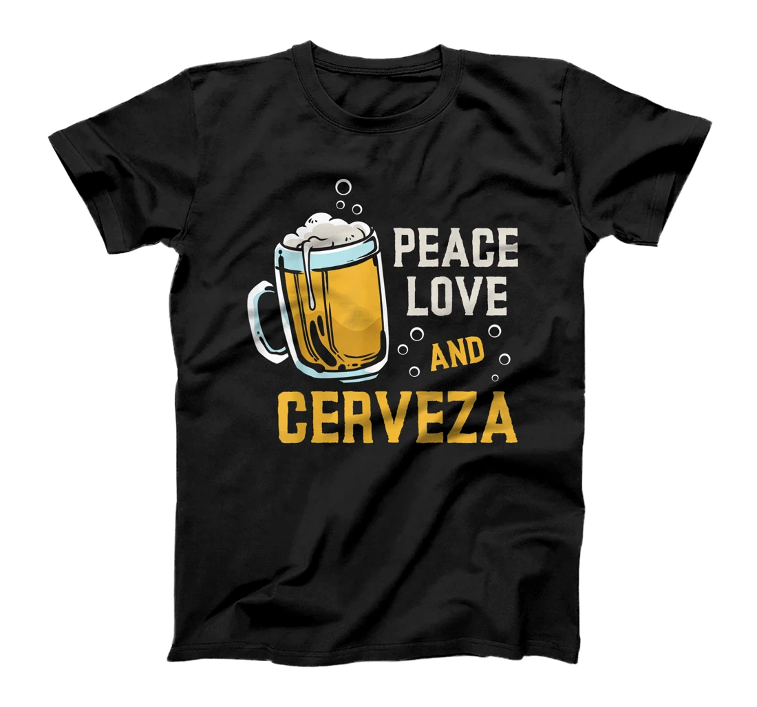 Personalized Funny Mexican Shirt, Peace Love & Cerveza T-Shirt, Women T-Shirt