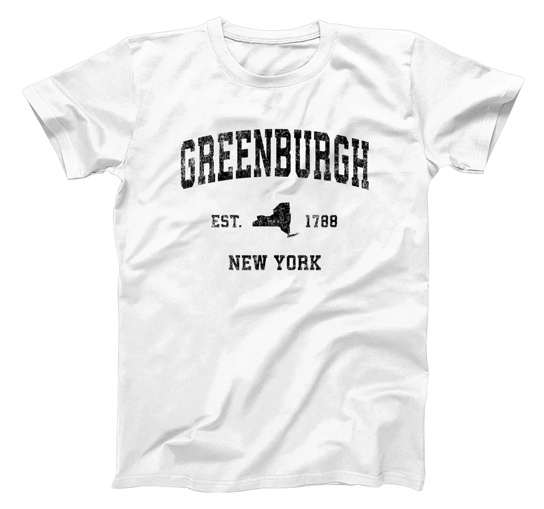 Personalized Greenburgh New York NY Vintage Sports Design Black Print T-Shirt, Women T-Shirt