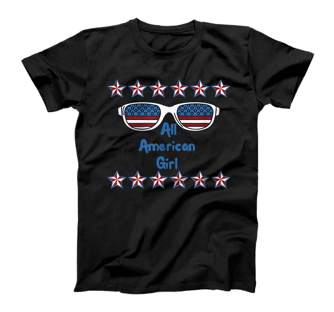 All American Girl 4th of July Sunglasses Cute Tee T-Shirt, Kid T-Shirt and Women T-Shirt