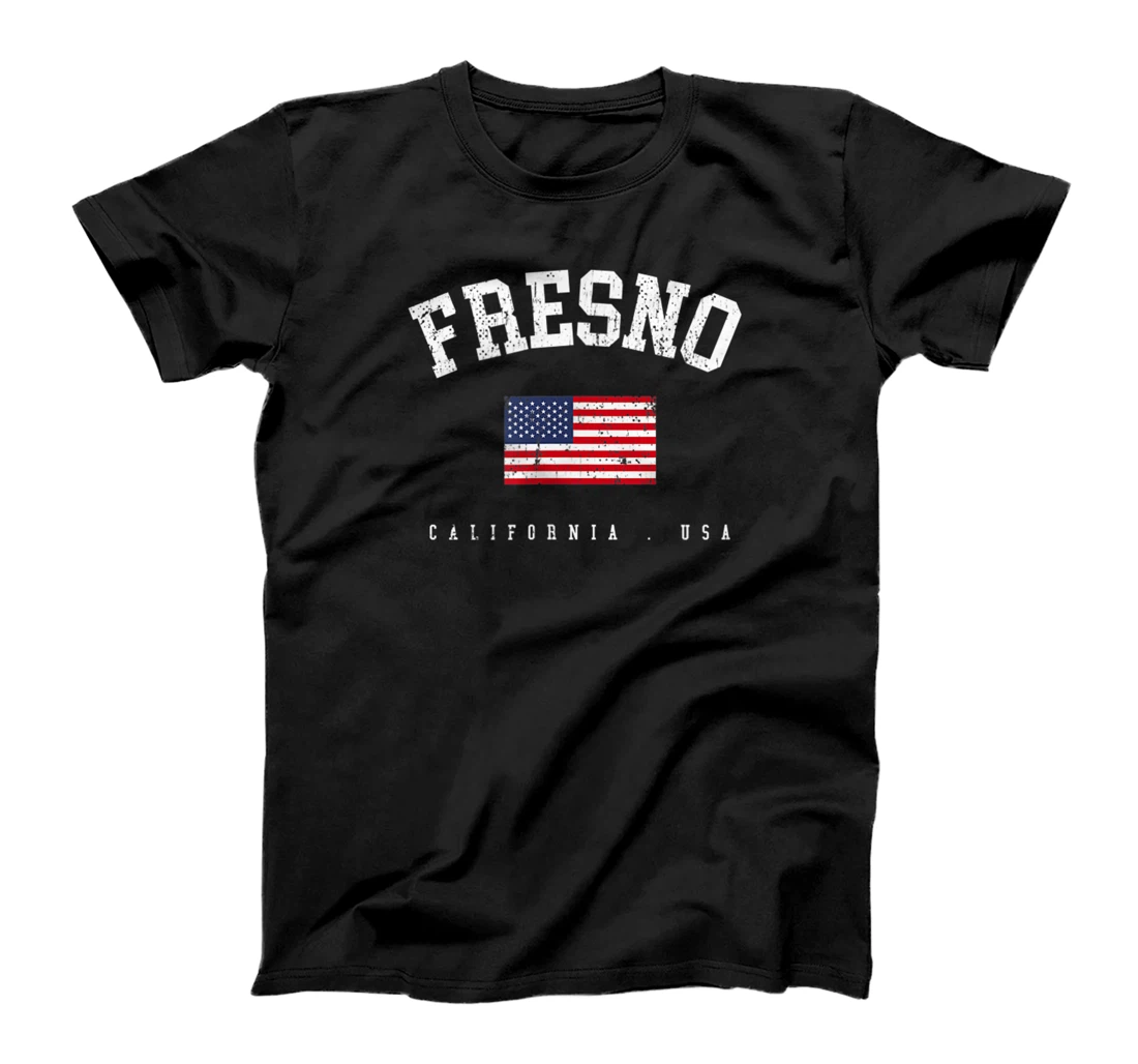 Fresno CA Retro American Flag USA City Name T-Shirt, Women T-Shirt