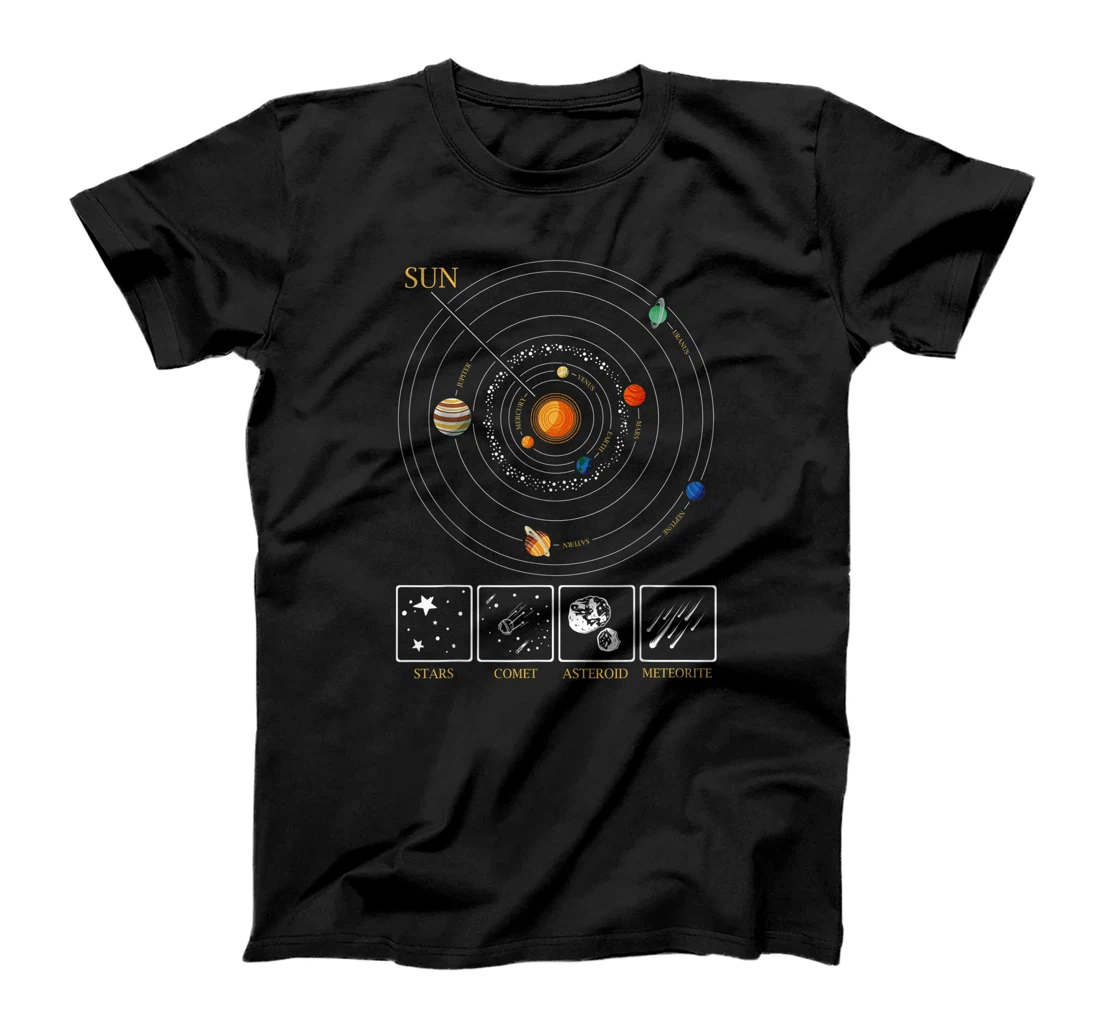 Personalized Solar System Shirt With Planets, Meteorite, Asteroid, Comet T-Shirt, Kid T-Shirt and Women T-Shirt