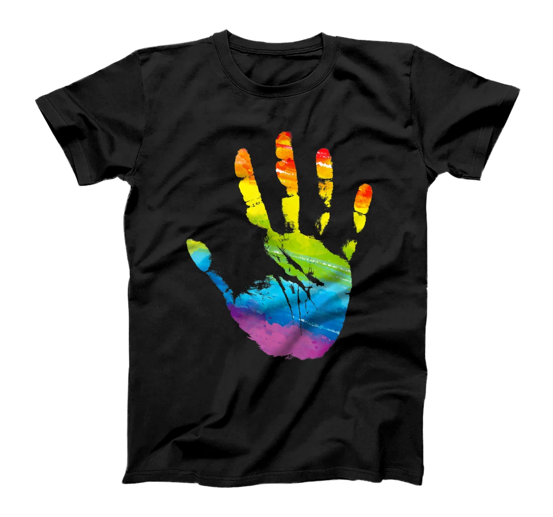 Personalized Rainbow Hand Print LGBT Gay Pride Month Parade Women Men T-Shirt, Women T-Shirt