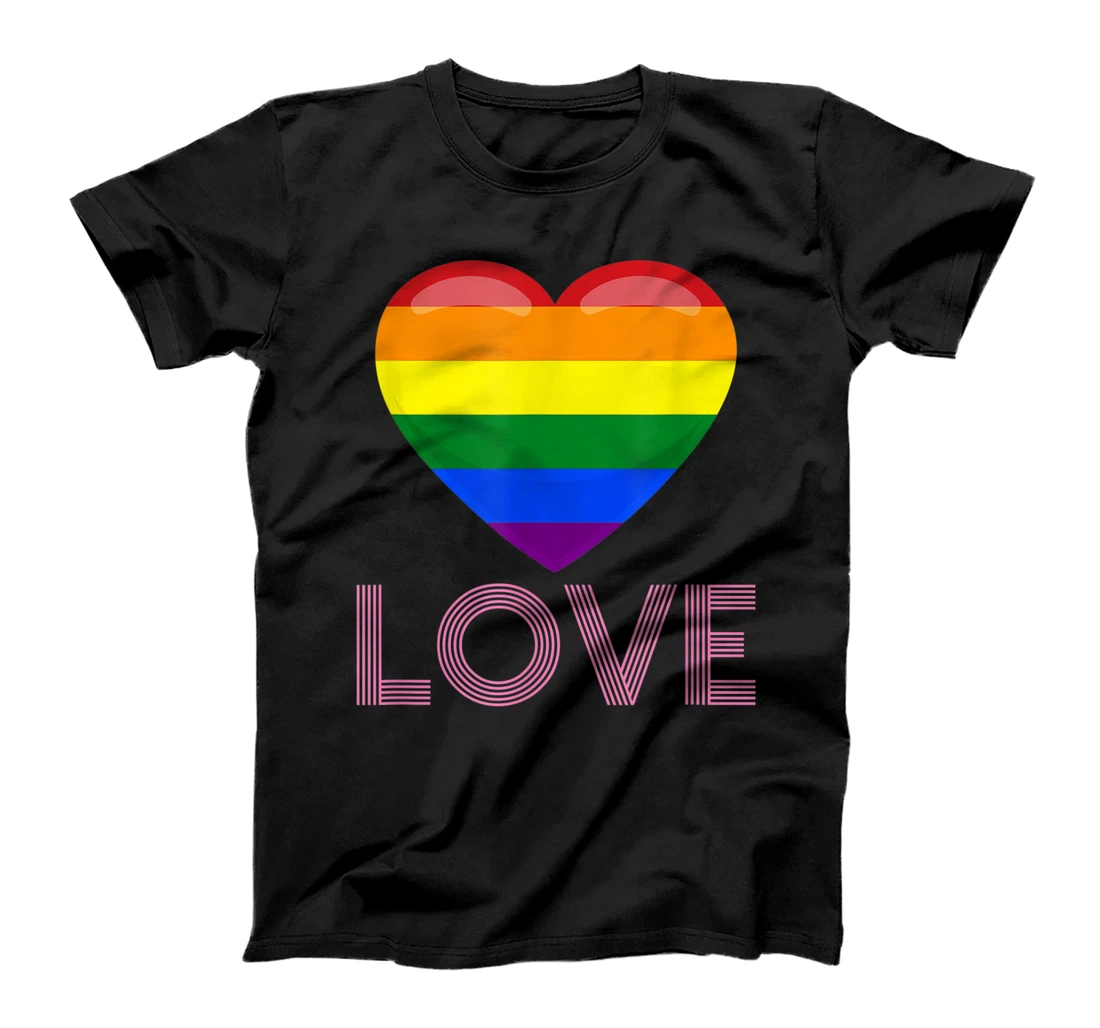 Personalized Love Peace Sign with Rainbow Colors LGBT Lesbian Gay Pride T-Shirt, Women T-Shirt