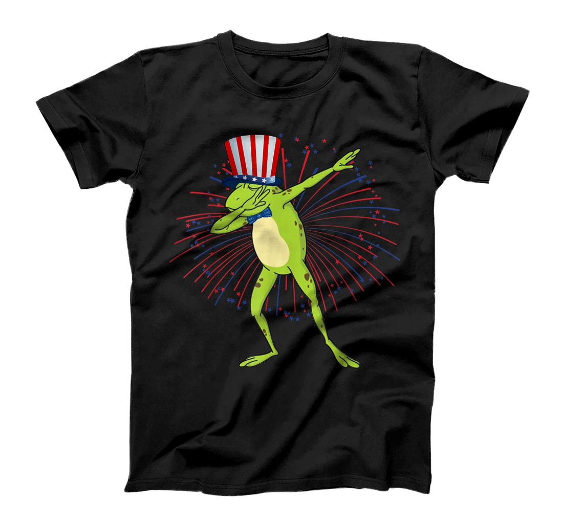 Personalized Vintage Dabbing Frog With American Flag Hat T-Shirt, Women T-Shirt