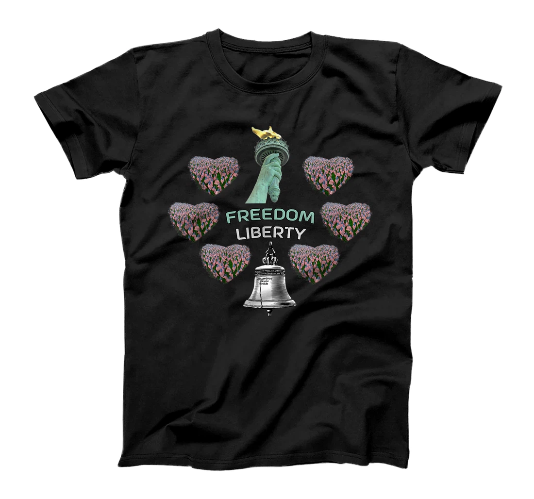 Protect Freedom Liberty US Flags Hearts T-Shirt, Kid T-Shirt and Women T-Shirt