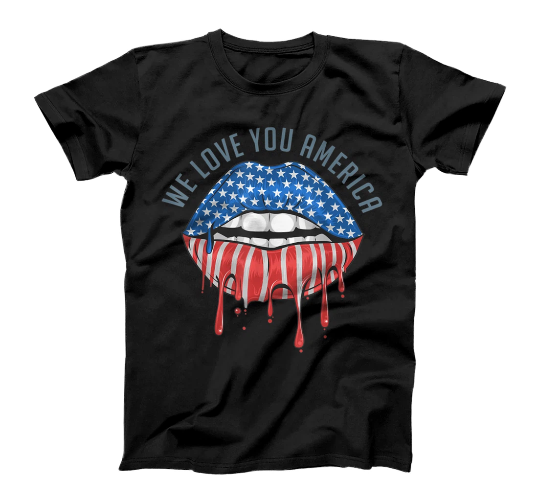 Personalized America Lips Flag We Love- We Love Youu America T-Shirt, Women T-Shirt