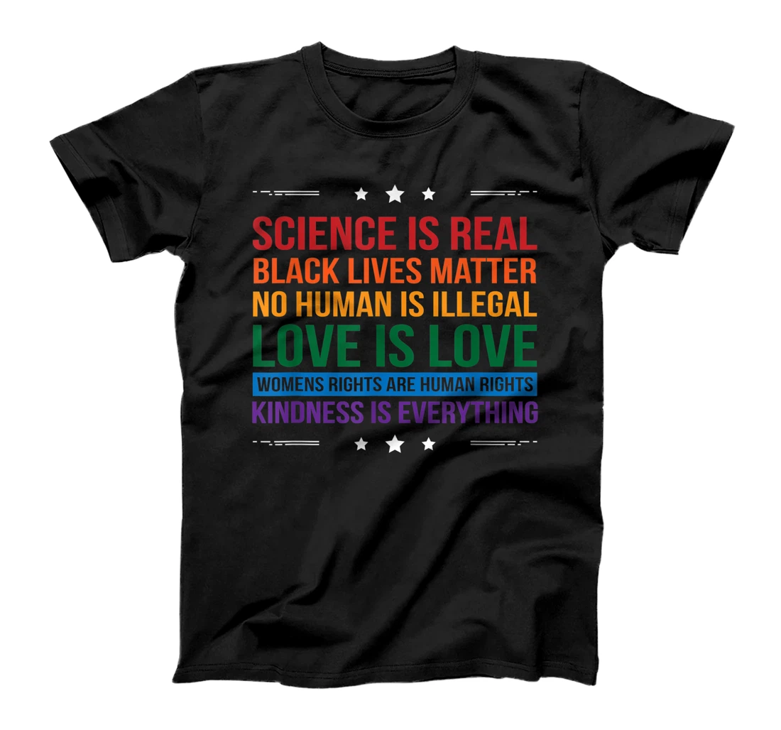 Personalized Science Is Real Black Lives Matter No Human Is Illegal Bi T-Shirt, Women T-Shirt