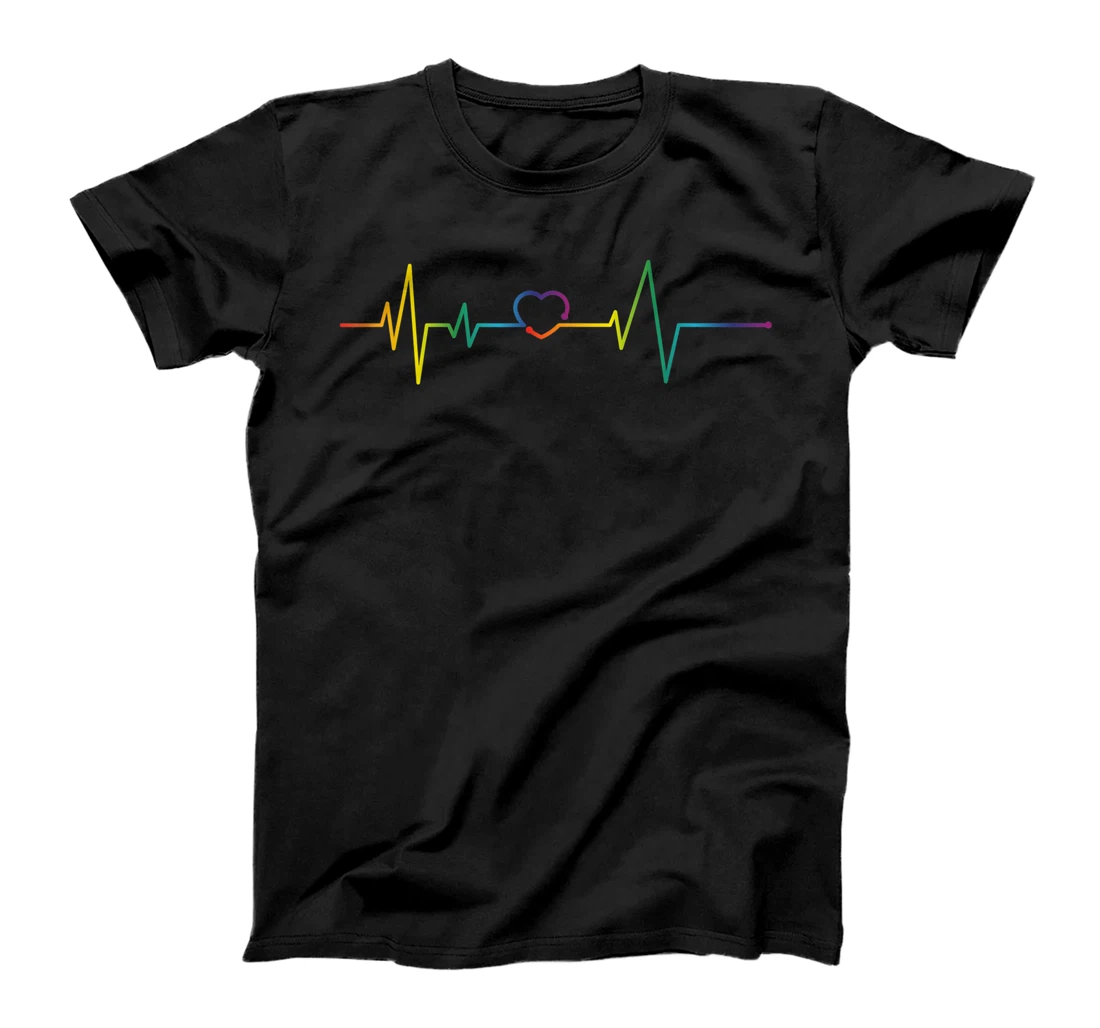 Personalized Heartbeat EKG LGBTQIA+ Homo Supporter Acceptance Heart T-Shirt, Women T-Shirt
