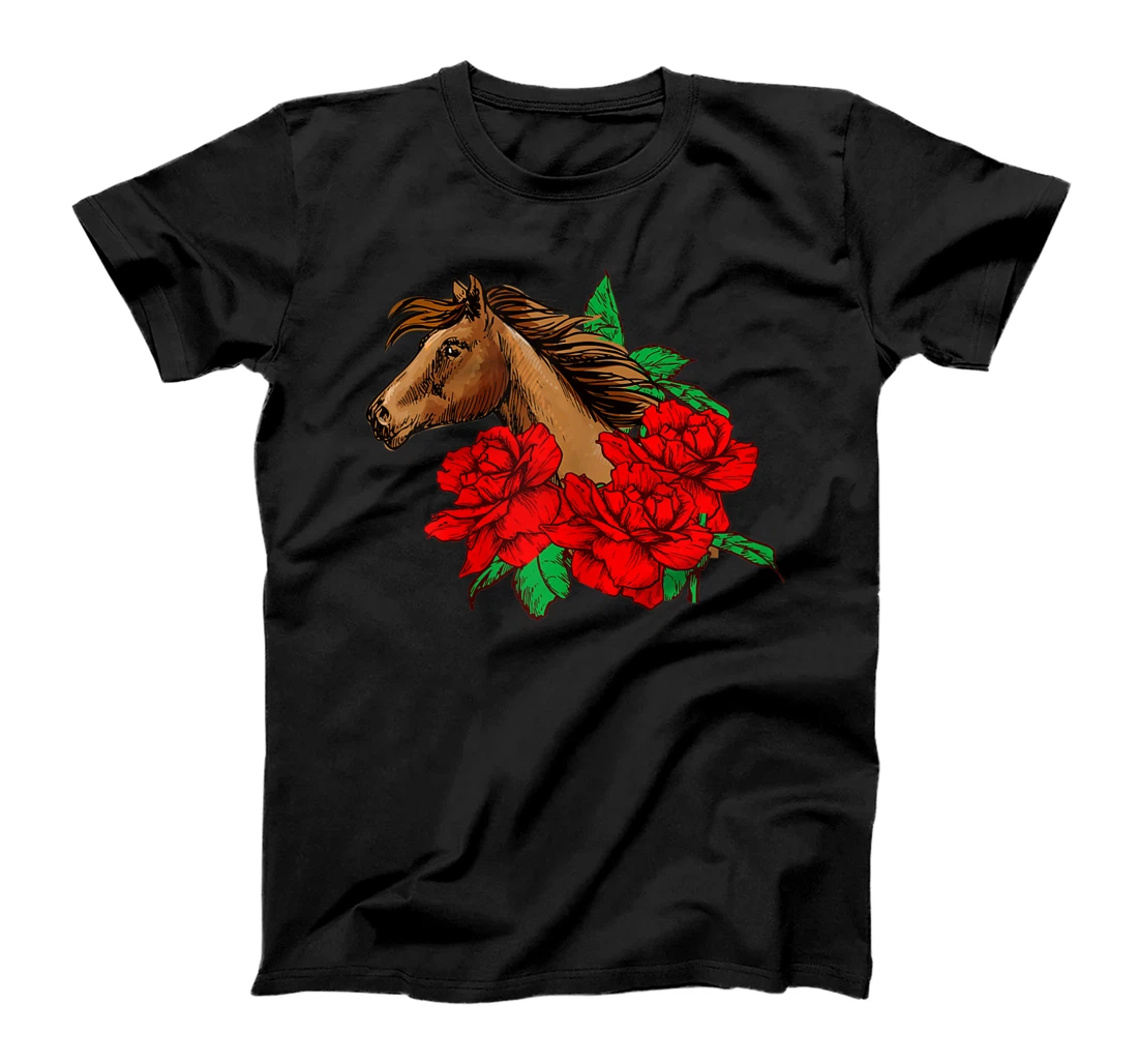 Personalized Womens Floral Horse Women Horse Lover T-Shirt, Women T-Shirt