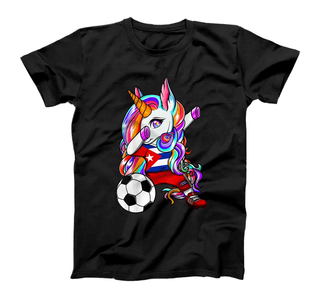 Personalized Dabbing Unicorn Cuba Soccer Fans Jersey Cuban Football Lover T-Shirt, Kid T-Shirt and Women T-Shirt