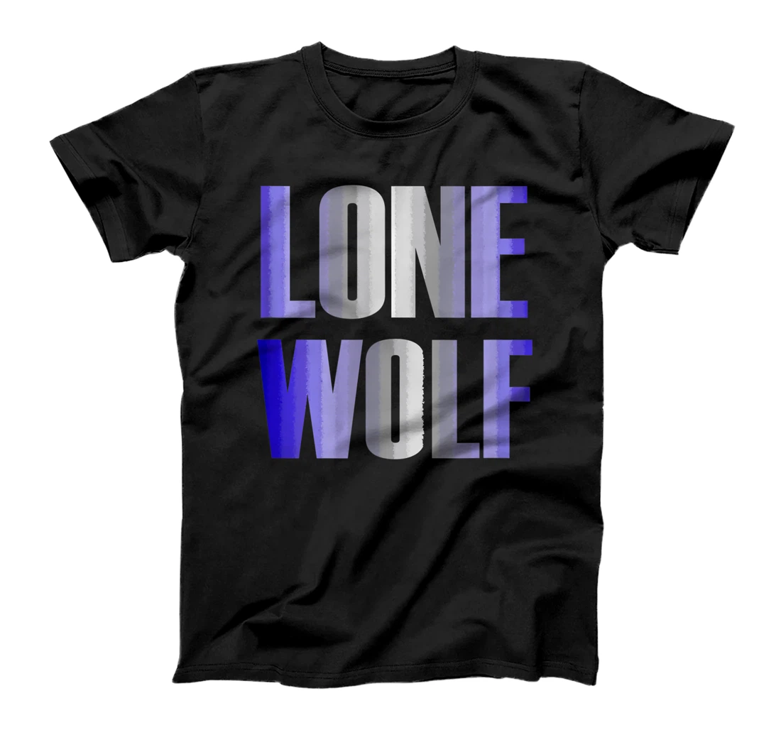 Personalized lone wolf gradient blue gradient gray fur text T-Shirt, Women T-Shirt