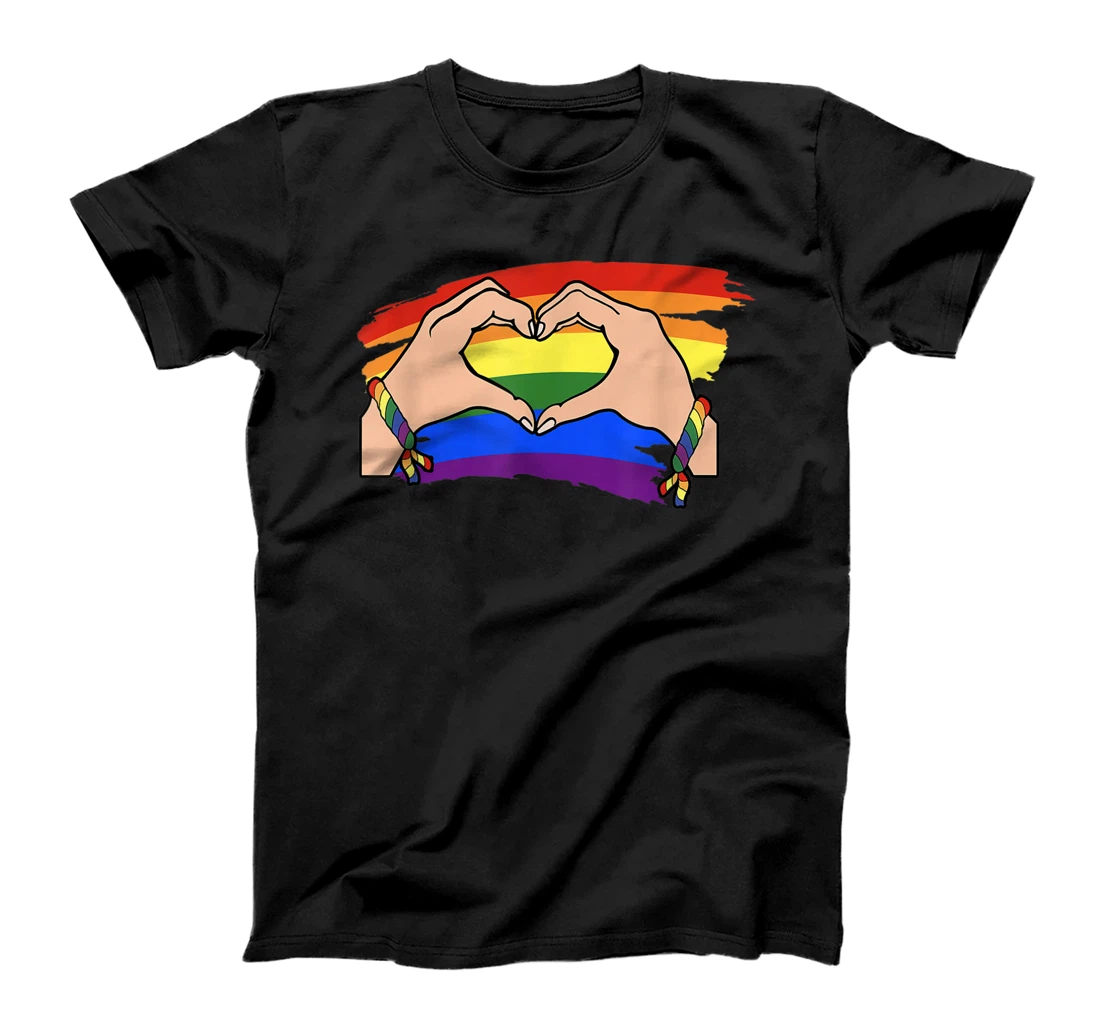 Personalized Gay Pride Clothing LGBT Rainbow Flag T shirt Tee Heart Unity T-Shirt, Women T-Shirt