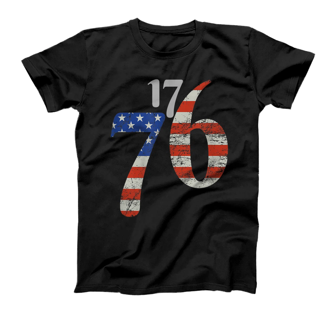 Personalized Seventeen 76 4th of July patriotic 1776 USA flag T-Shirt, Kid T-Shirt and Women T-Shirt
