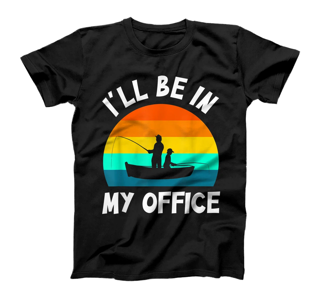 Personalized I'll Be In My Office - Fishing - Vintage Retro Sunset T-Shirt, Kid T-Shirt and Women T-Shirt