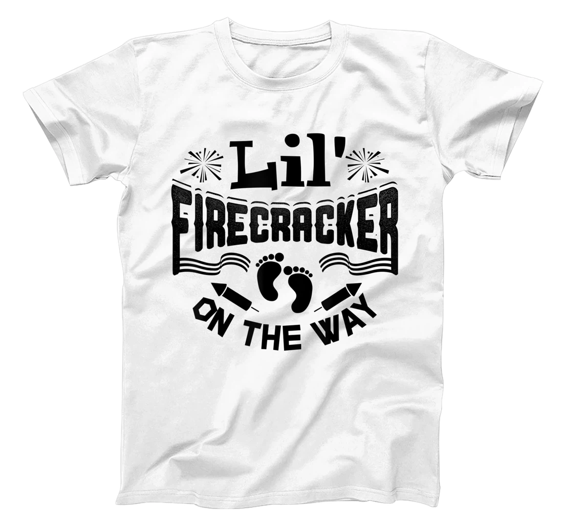 Personalized Lil' Firecracker On The Way 4th Of July Funny T-Shirt, Women T-Shirt