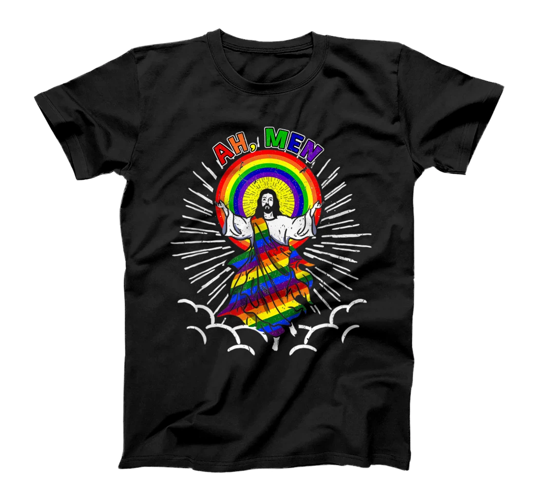Ah Men Rainbow Gay Jesus Christian LGBT Pride Flag T-Shirt, Women T-Shirt