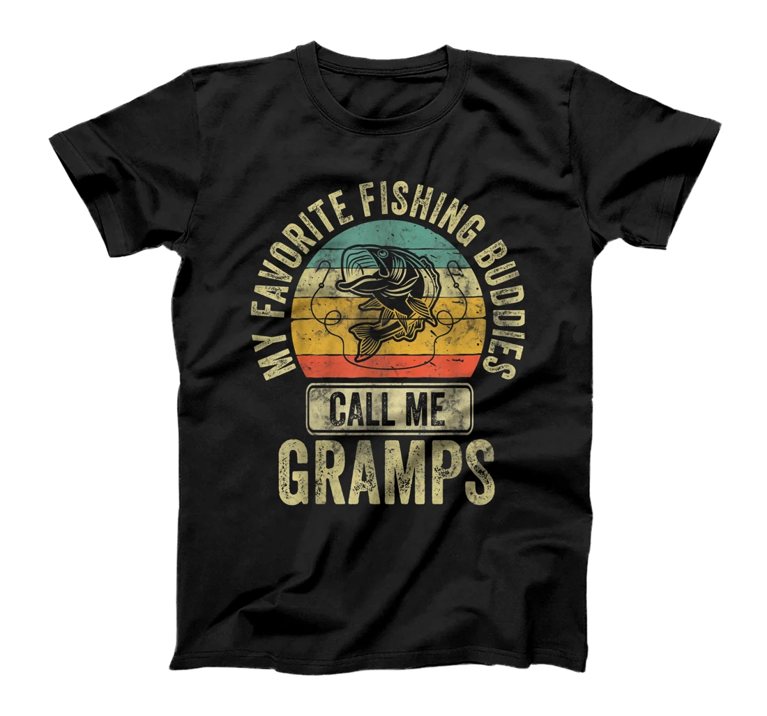 Mens My Favorite Fishing Buddies Call Me Gramps Shirt Fisherman T-Shirt