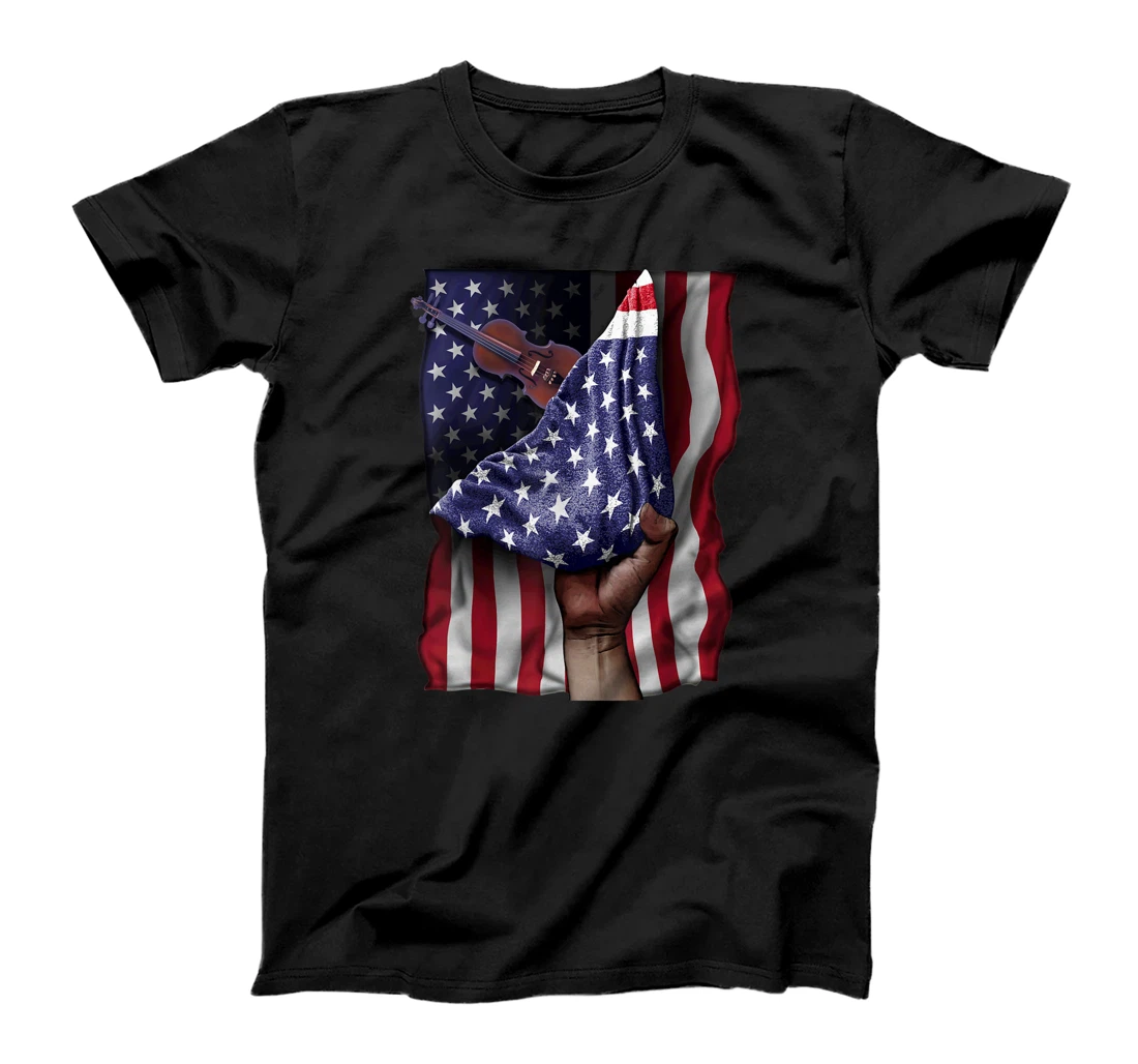 Day Of Independence US Flag Fiddle T-Shirt, Kid T-Shirt and Women T-Shirt