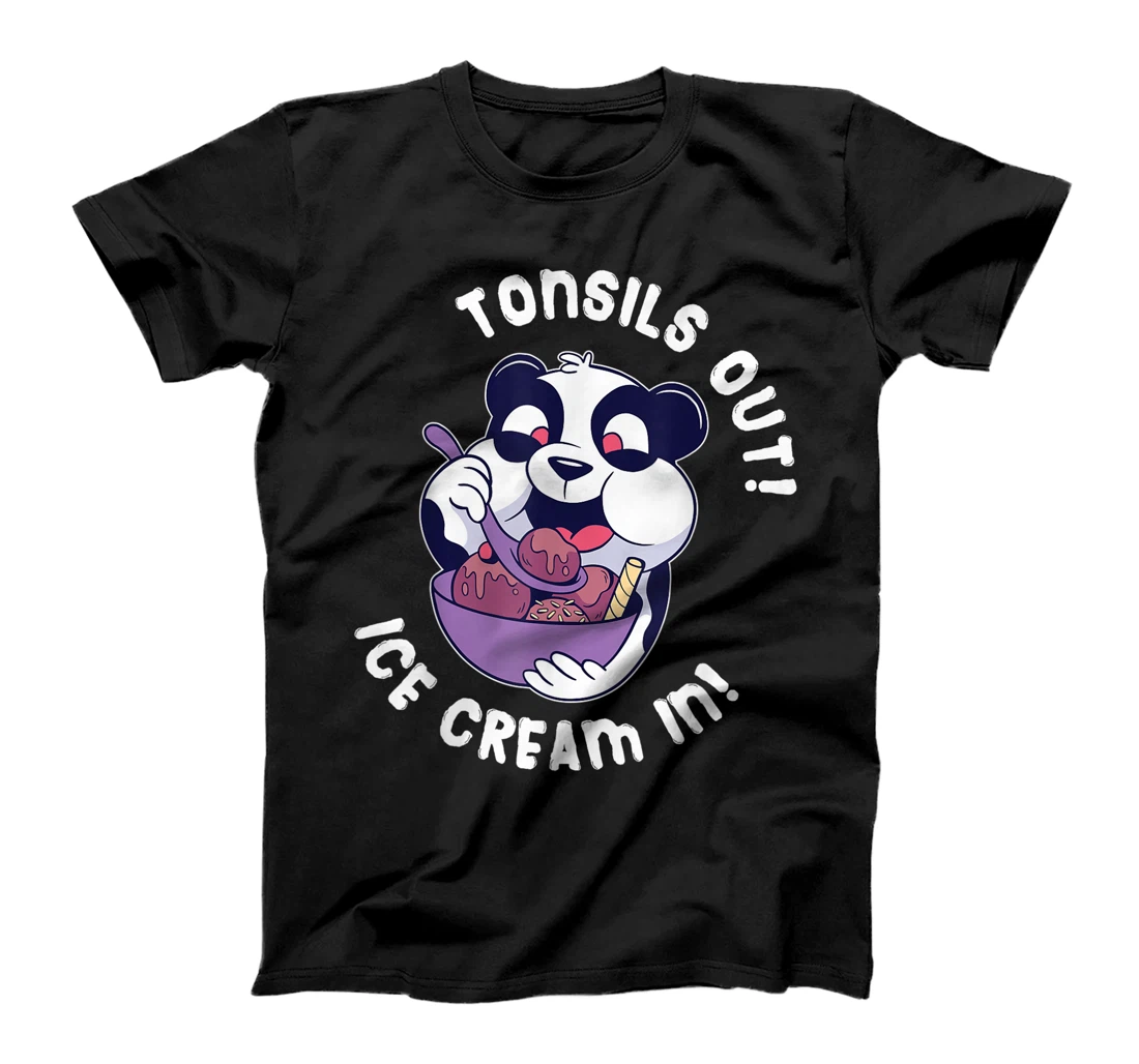 Personalized Tonsils Out Ice Cream In Panda Eating Ice Cream T-Shirt, Kid T-Shirt and Women T-Shirt