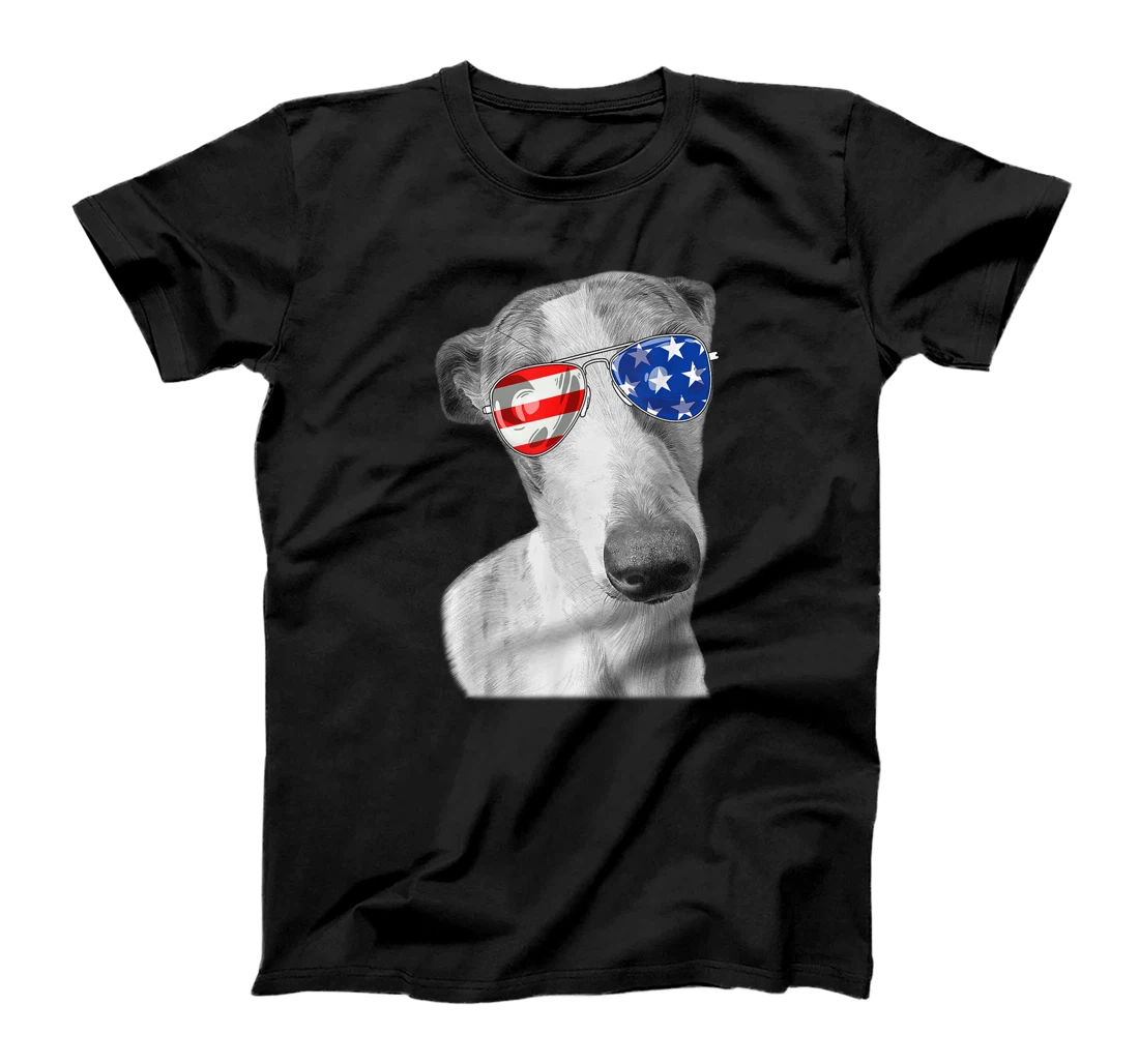 Personalized Whippet Dog Sunglasses Flag American 4th of July Funny T-Shirt, Kid T-Shirt and Women T-Shirt