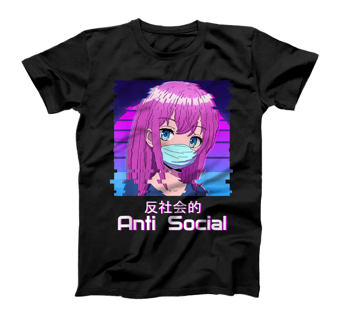 Anti Social Japanese Vaporwave Aesthetic Anime Girl T-Shirt, Women T-Shirt