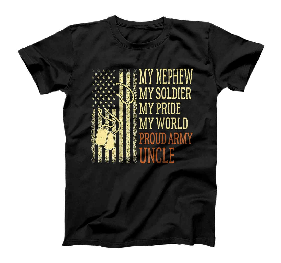 Mens My Nephew My Soldier Hero Proud Army Uncle Military Family T-Shirt