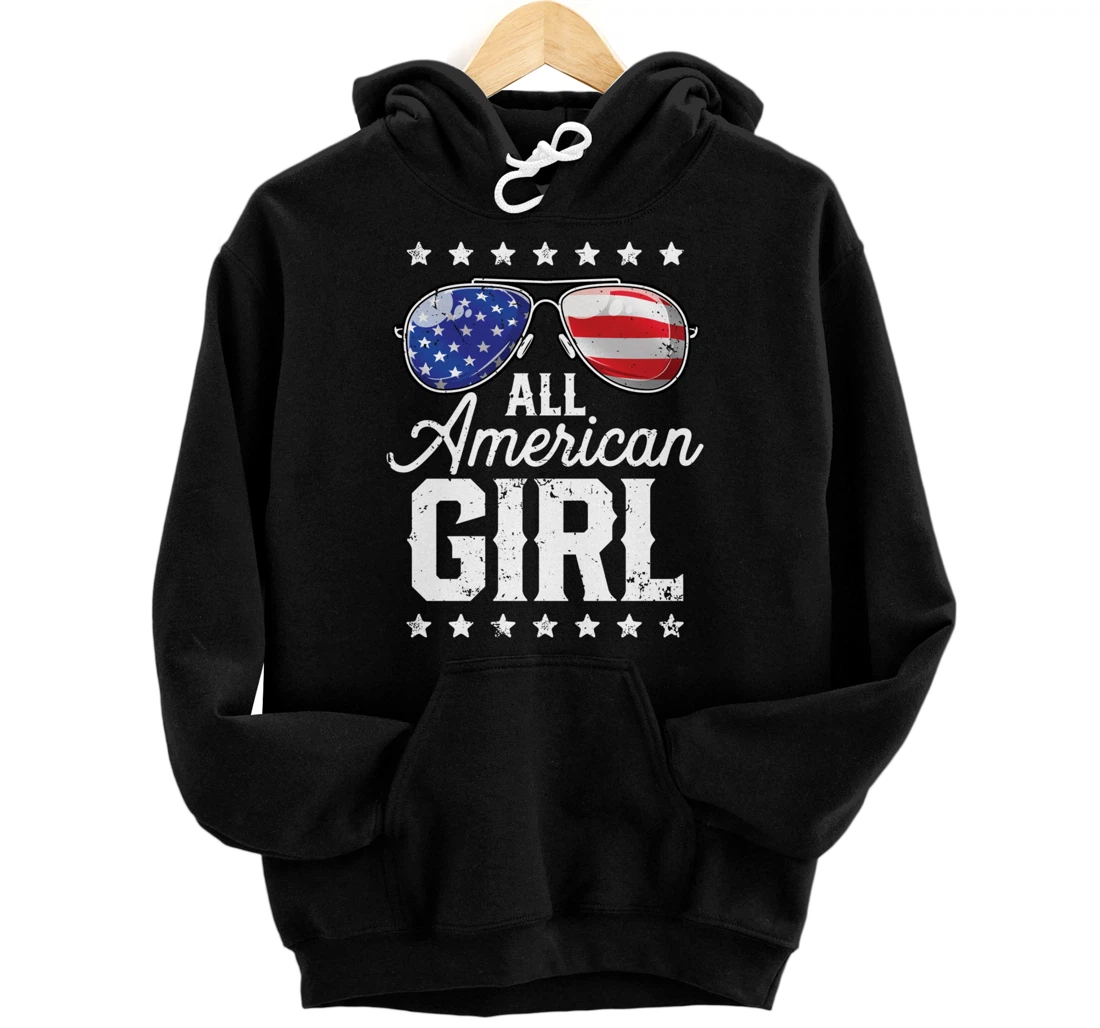 Personalized All American Girl 4th Of July Family Matching Sunglasses Pullover Hoodie