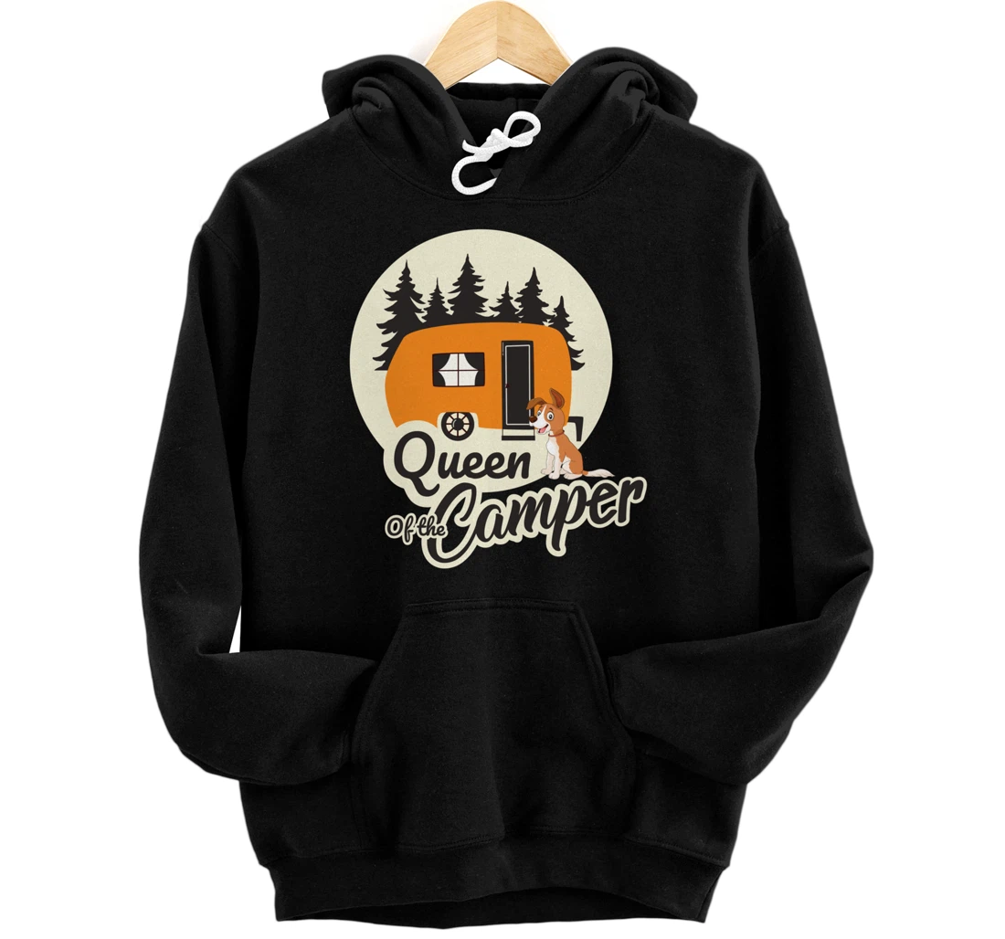 Personalized Funny camping Hoodies, Queen of the camper and dog lovers Pullover Hoodie