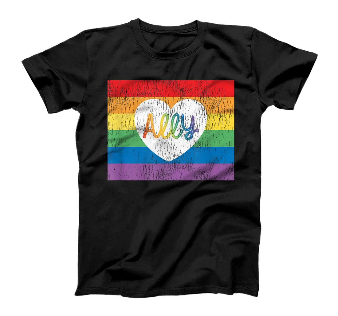 Vintage LGBTQ Gay Ally Shirt, Gay Pride Ally Rainbow T-Shirt, Women T-Shirt