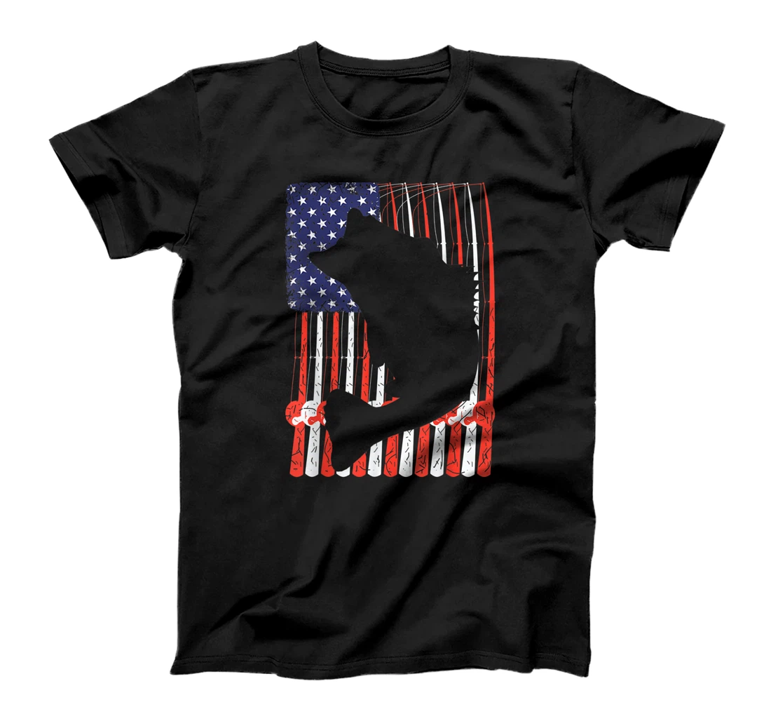 Fish American Flag Patriotic Fishing for Bass Fisherman T-Shirt, Kid T-Shirt and Women T-Shirt