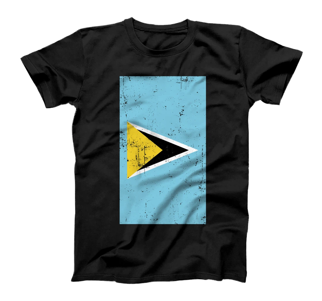 Saint Lucia Caribbean Castries Distressed Flag T-Shirt