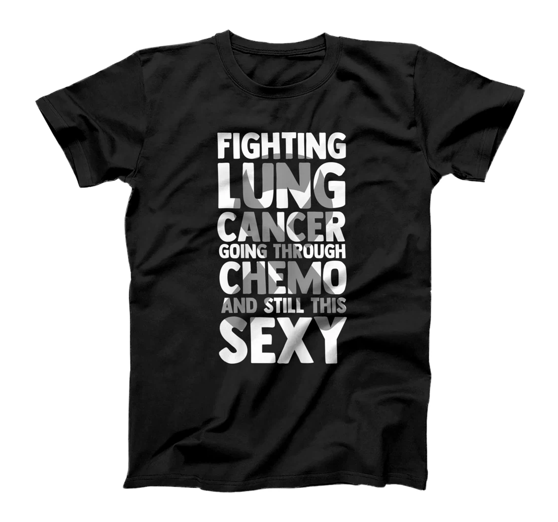 Womens Fighting Lung Cancer Chemotherapy Carcinoma Ribbon Chemo T-Shirt, Women T-Shirt