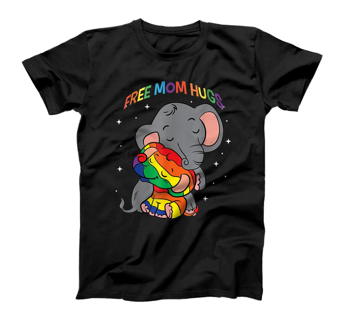 Free Mom Hugs LGBT Mother Elephant Rainbow T-Shirt, Women T-Shirt