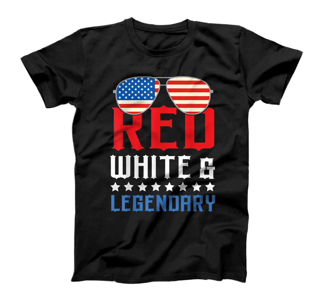 US Flag Glasses Red White And Legendary Independence Day T-Shirt, Women T-Shirt