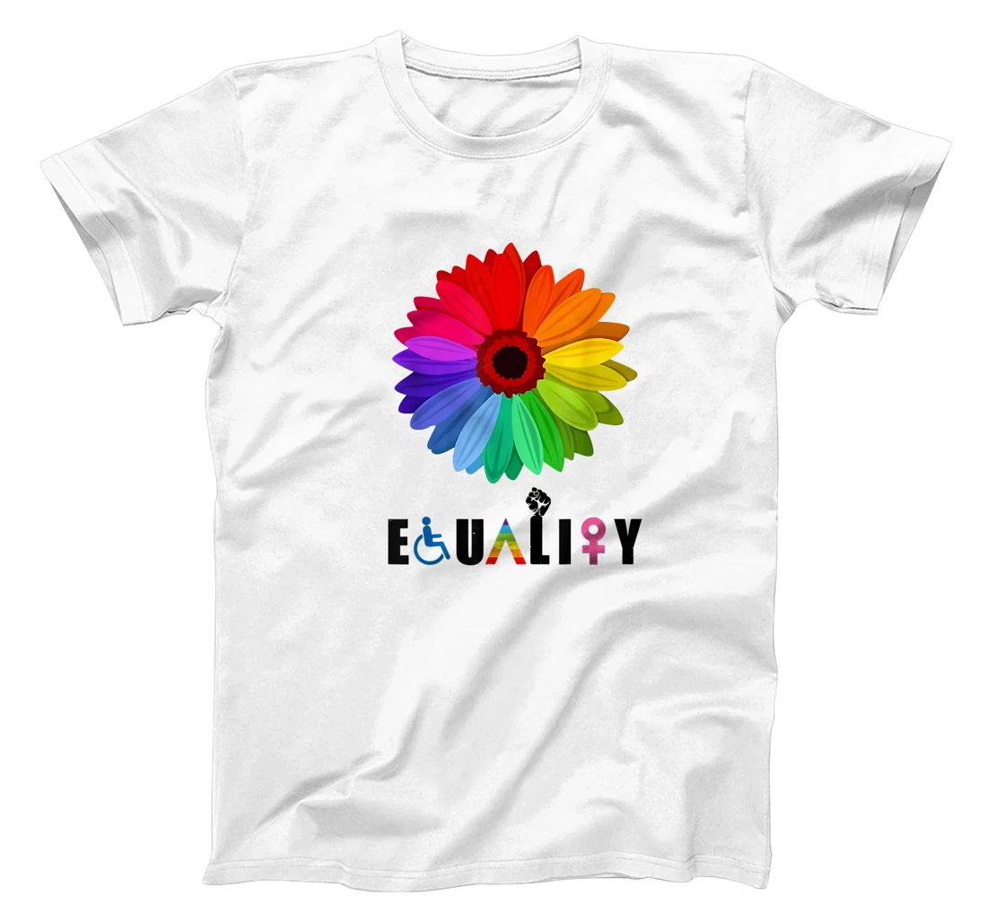 Gay Pride Rainbow Equality, Equality LGBT Flower Rainbow T-Shirt, Women T-Shirt