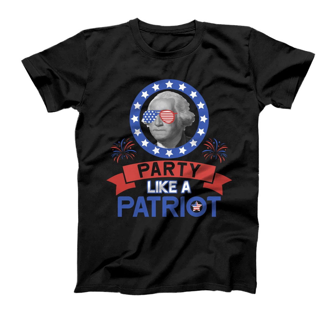 PARTY LIKE A PATRIOT Washington USA American Flag July 4th T-Shirt