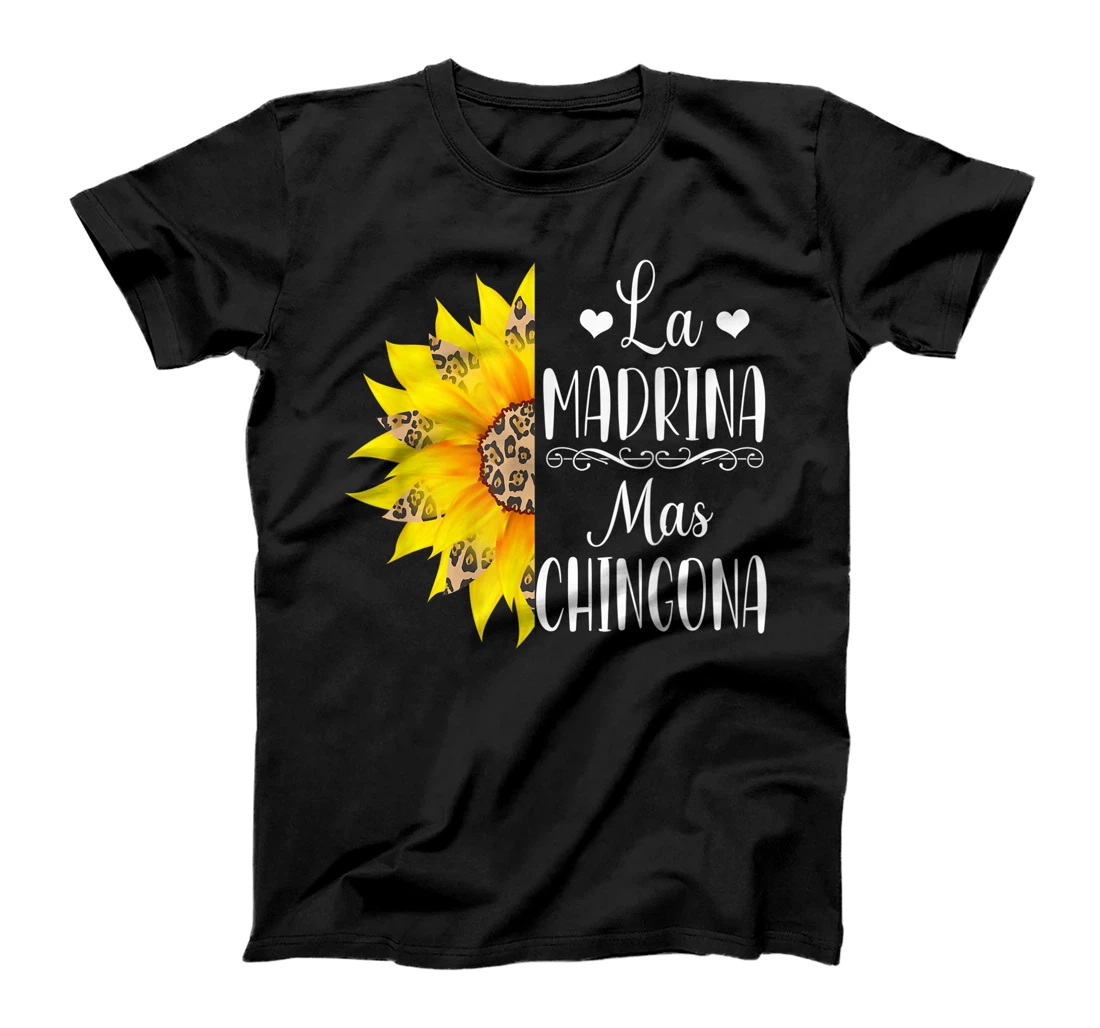 La Madrina Mas Chingona Spanish Godmother Leopard Sunflower T-Shirt, Women T-Shirt