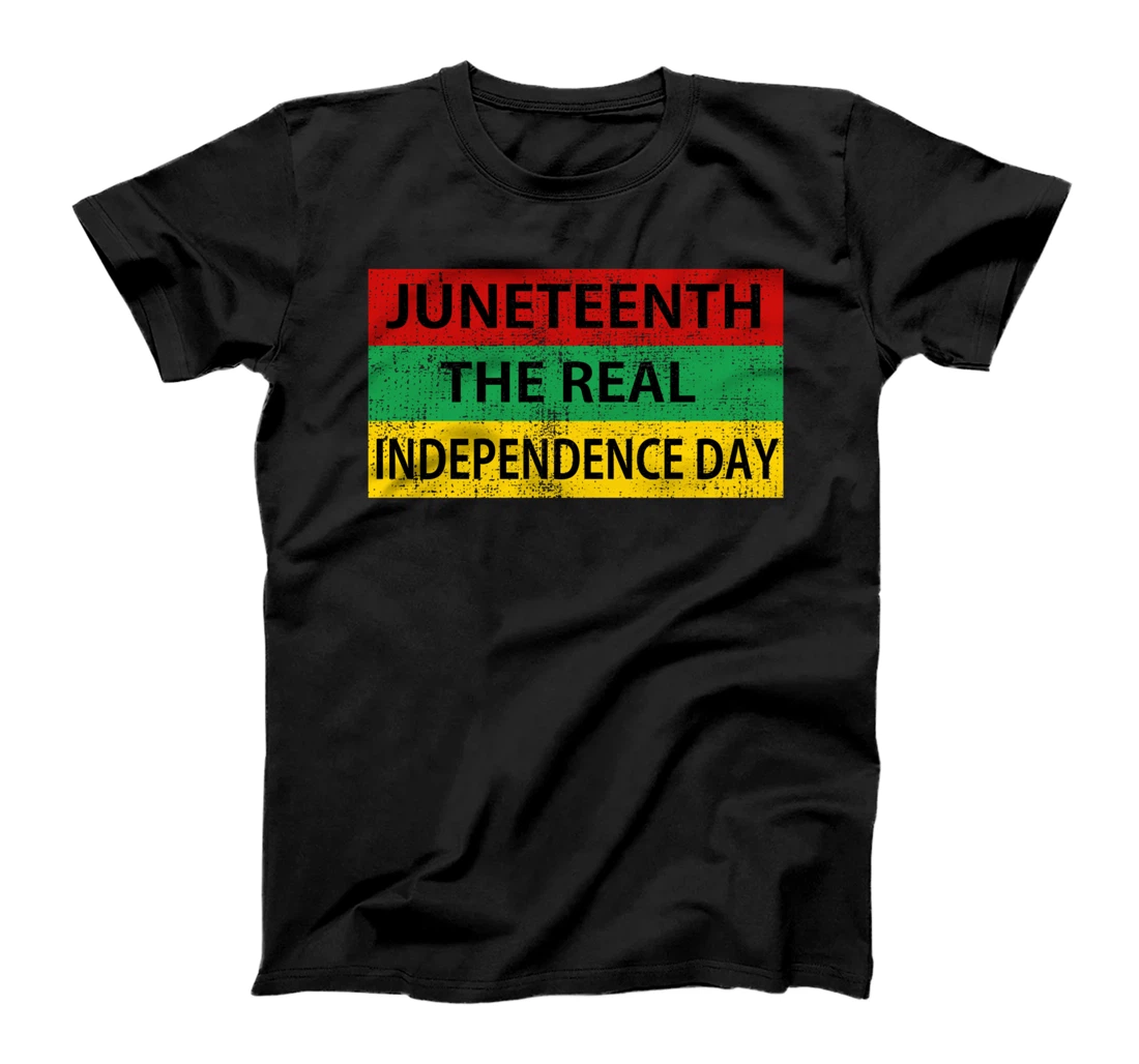 Vintage Black Afro Flag juneteenth the real independence day T-Shirt