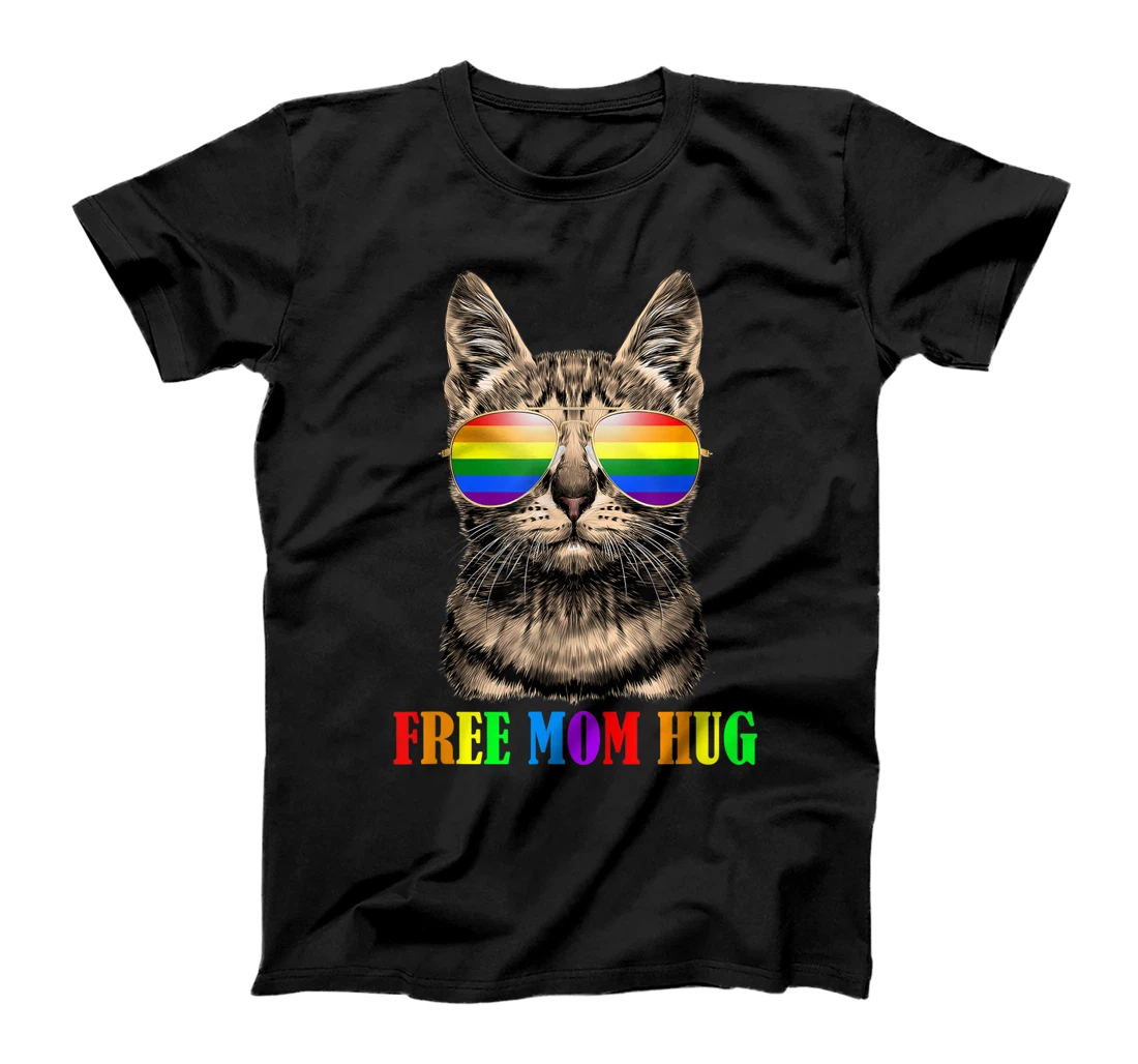 Free Mom Hugs Proud Ally Cat Rainbow Flag LGBT Pride Tee T-Shirt, Women T-Shirt